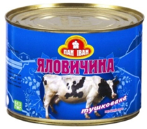 Яловичина тушкована вищого сорту, ТМ "Пан Іван", 525 г, залізна банка